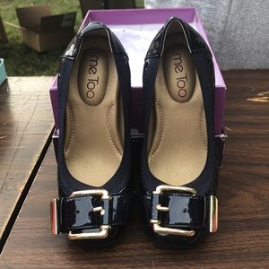 Navy blue with gold accents